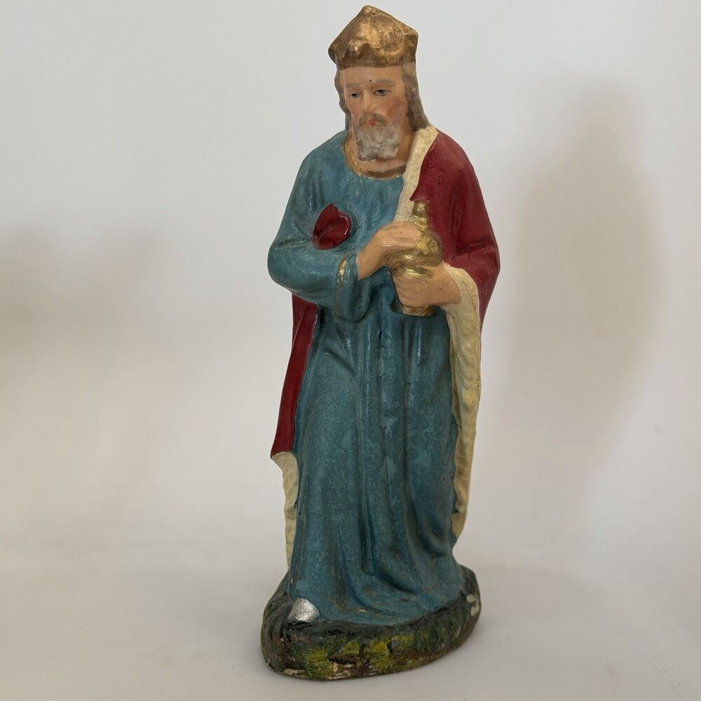 Vintage Germany Nativity King Melchior Wise Man Magi Figurine 5.5” Hand Painted